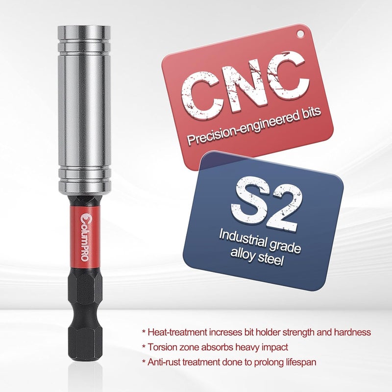ColumPRO 3PCS 1/4" Strong Magnetic Impact Bit Holder, Black Series, Upgraded Magnetic Drill Bit Extension for Impact Driver, Cordless Drill, 1/4" Hex Shank Premium S2 Steel - Image 3